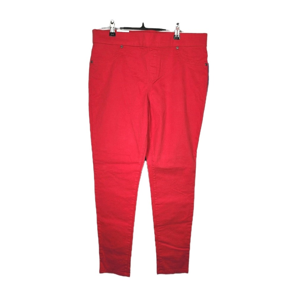 New Directions Pull-On Skinny Pants Womens 12 Cherry Red Flex Stretch Casual NEW